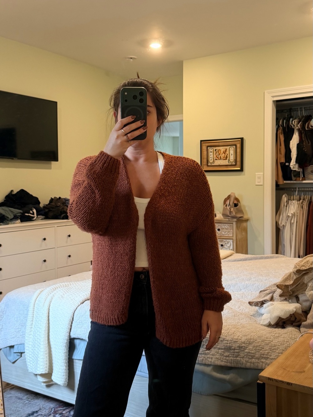 Abercrombie & Fitch Rust Open-Front Knit Cardigan - Women